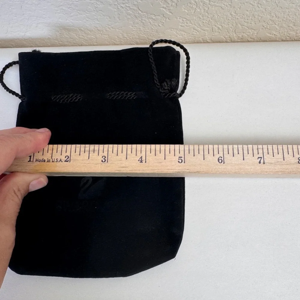Swarovski Dust Bags Lot of 2 Black Velvet Drawstring Jewelry Pouches Vintage
